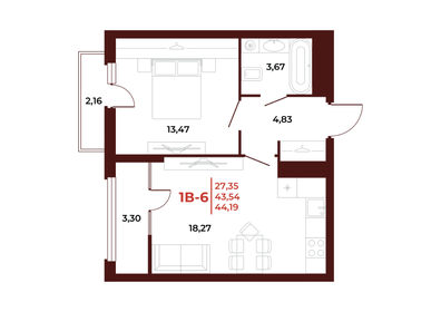 43,7 м², 1-комнатная квартира 4 700 000 ₽ - изображение 10
