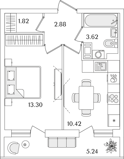 34,7 м², 1-комнатная квартира 8 922 509 ₽ - изображение 1