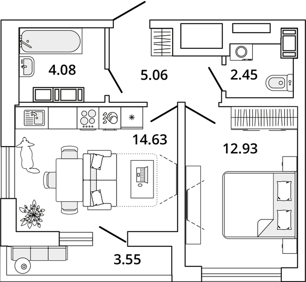 40,9 м², 1-комнатная квартира 10 999 927 ₽ - изображение 1