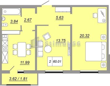 Квартира 59,9 м², 2-комнатная - изображение 1