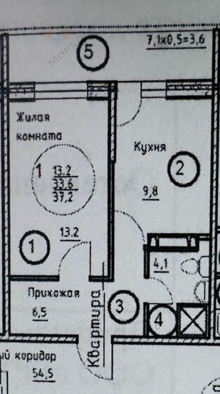 37,2 м², 1-комнатная квартира 4 300 000 ₽ - изображение 1