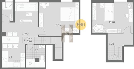 Квартира 65,4 м², 2-комнатная - изображение 1