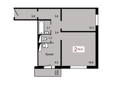 Квартира 54,8 м², 2-комнатная - изображение 1