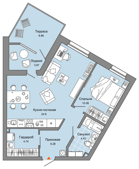 55 м², 2-комнатная квартира 7 120 530 ₽ - изображение 1