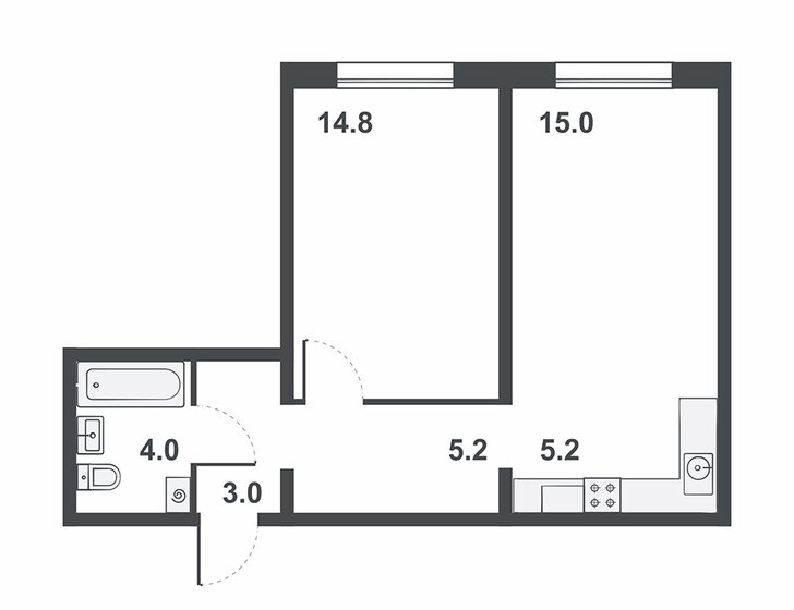 47,2 м², 2-комнатная квартира 4 012 000 ₽ - изображение 1
