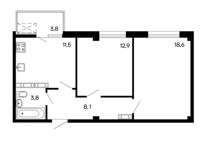 58,5 м², 2-комнатная квартира 8 541 000 ₽ - изображение 1