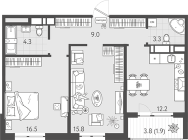 63,5 м², 2-комнатная квартира 13 000 000 ₽ - изображение 35