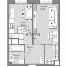 Квартира 41 м², 1-комнатная - изображение 3