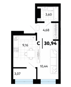 Квартира 30,9 м², 1-комнатная - изображение 1