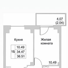 Квартира 36,5 м², 1-комнатная - изображение 2