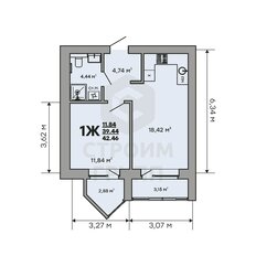 Квартира 42,5 м², 1-комнатная - изображение 2