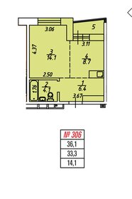 Квартира 36,1 м², студия - изображение 1