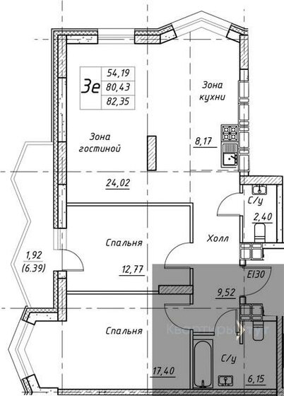 82,4 м², 3-комнатная квартира 11 105 500 ₽ - изображение 1