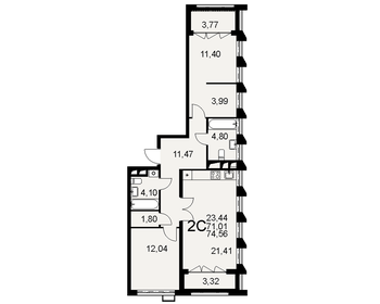 74,1 м², 2-комнатная квартира 11 118 000 ₽ - изображение 14
