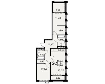 79,8 м², 3-комнатная квартира 13 500 000 ₽ - изображение 26