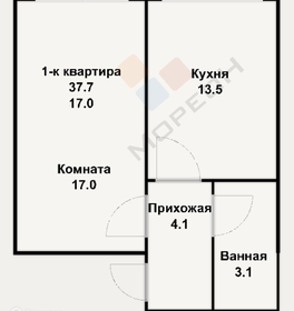 Квартира 37,7 м², 1-комнатная - изображение 1