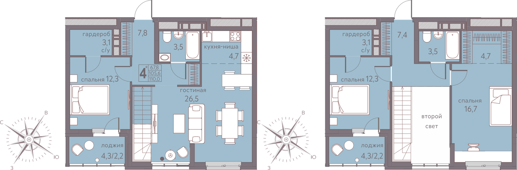 110 м², 4-комнатная квартира 13 365 000 ₽ - изображение 1
