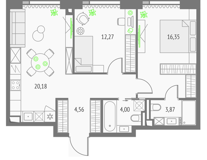 66,1 м², 2-комнатная квартира 27 836 160 ₽ - изображение 1