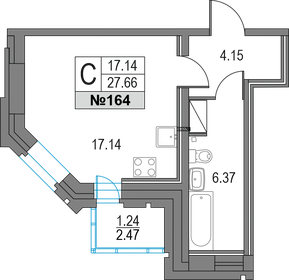 Квартира 27,7 м², студия - изображение 1