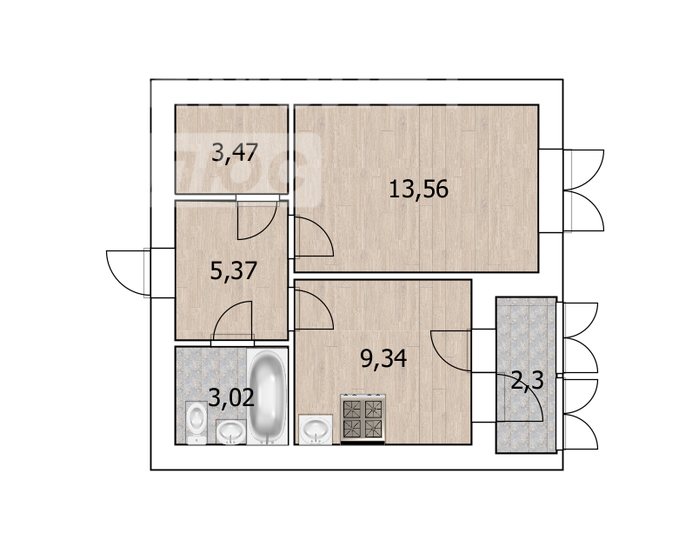 35,4 м², 1-комнатная квартира 3 710 000 ₽ - изображение 1