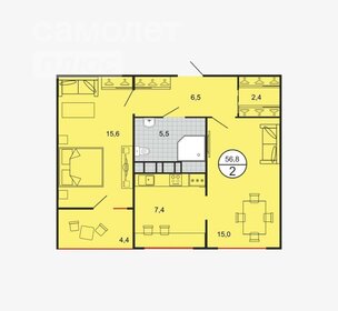 56 м², 2-комнатная квартира 6 650 000 ₽ - изображение 130