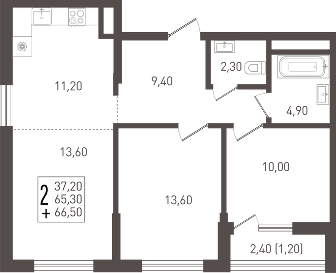 66,5 м², 2-комнатная квартира 8 379 000 ₽ - изображение 22