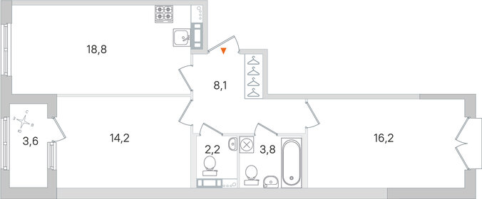 69,9 м², 2-комнатная квартира 15 900 000 ₽ - изображение 8