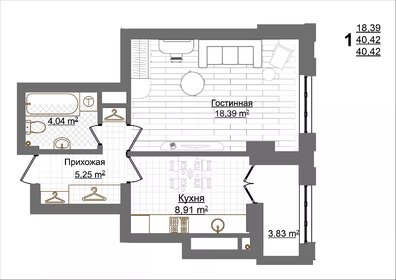 38,4 м², 1-комнатная квартира 7 058 240 ₽ - изображение 30