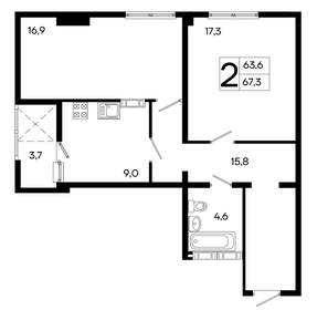 62 м², 2-комнатная квартира 9 700 000 ₽ - изображение 33