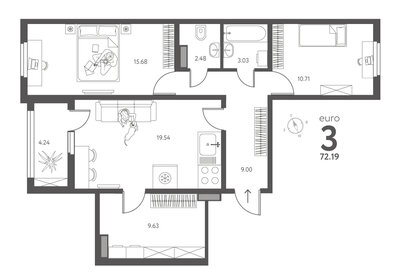 78 м², 2-комнатная квартира 7 500 000 ₽ - изображение 77