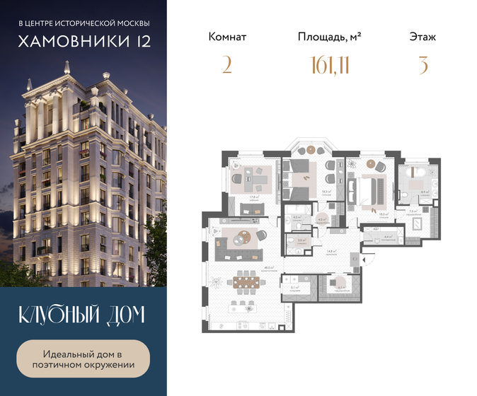 161,1 м², 2-комнатная квартира 315 125 184 ₽ - изображение 1