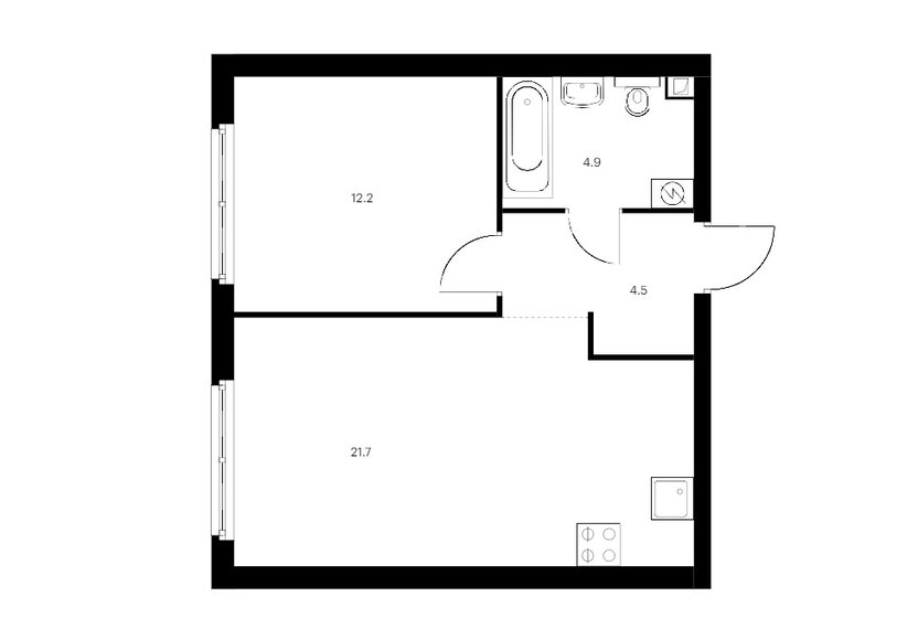 43,8 м², 2-комнатная квартира 16 950 000 ₽ - изображение 1