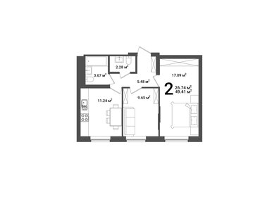 Квартира 49,4 м², 2-комнатная - изображение 1