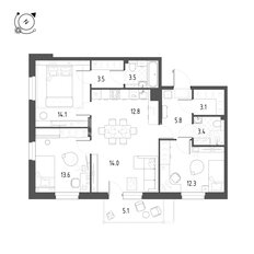 Квартира 87,6 м², 3-комнатная - изображение 1