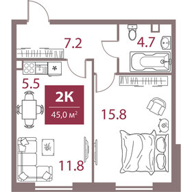 44,4 м², 2-комнатная квартира 27 390 360 ₽ - изображение 6