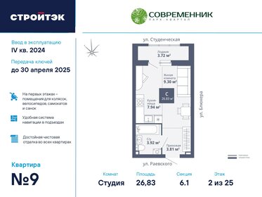 Квартира 26,8 м², студия - изображение 1