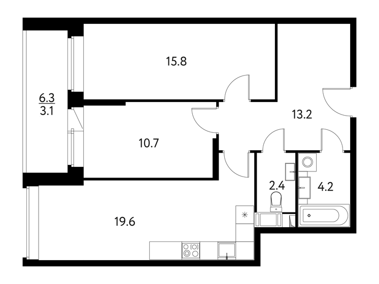 69 м², 2-комнатная квартира 12 212 000 ₽ - изображение 14