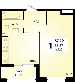 Квартира 37,3 м², 1-комнатная - изображение 1