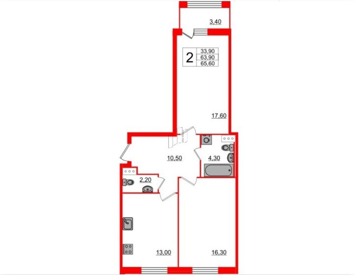 65,6 м², 2-комнатная квартира 18 229 000 ₽ - изображение 1