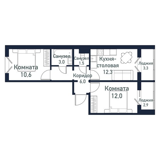 45,2 м², 2-комнатная квартира 5 876 000 ₽ - изображение 16