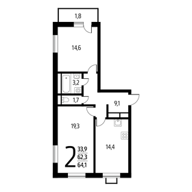 64,1 м², 2-комнатная квартира 14 371 220 ₽ - изображение 18