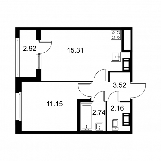 36,3 м², 1-комнатная квартира 5 705 380 ₽ - изображение 1