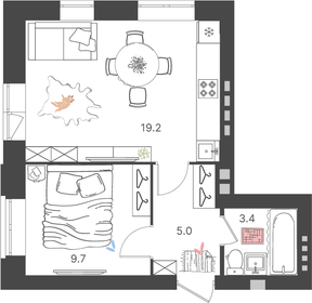 42,4 м², 1-комнатная квартира 4 028 000 ₽ - изображение 100