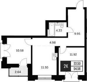 Квартира 54,6 м², 2-комнатная - изображение 1