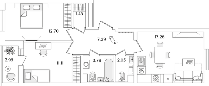 77,2 м², 2-комнатная квартира 12 577 000 ₽ - изображение 79