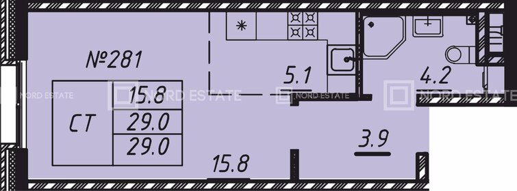 Квартира 29 м², студия - изображение 1