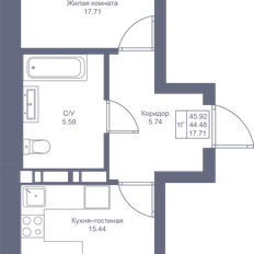 Квартира 45,9 м², 1-комнатная - изображение 3