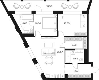 Квартира 84,1 м², 2-комнатная - изображение 1