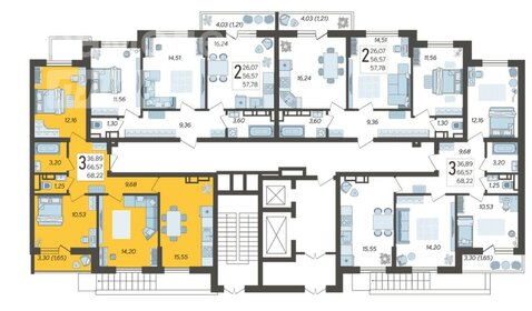 Квартира 68,2 м², 3-комнатная - изображение 2