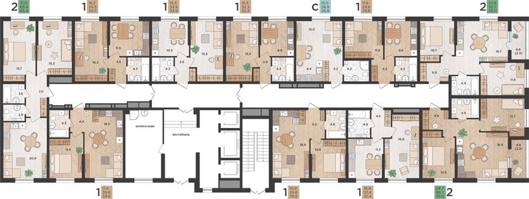 39,3 м², 1-комнатная квартира 6 248 700 ₽ - изображение 16